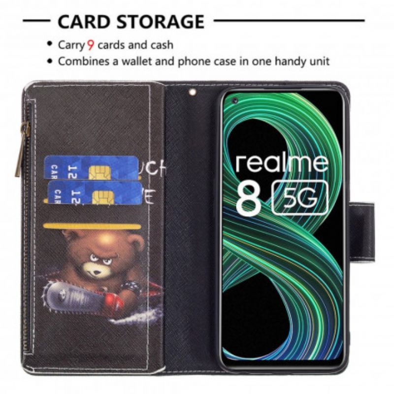 Kožené Pouzdro Na Realme 8 5g Medvědí Kapsa Na Zip