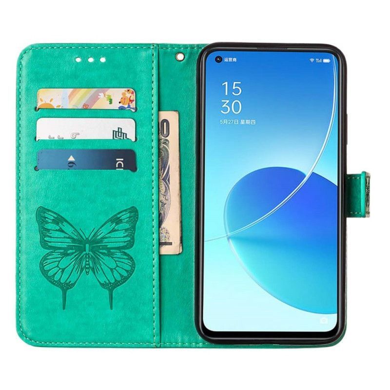 Kožené Pouzdro Oppo Reno 6 5g Design Motýla