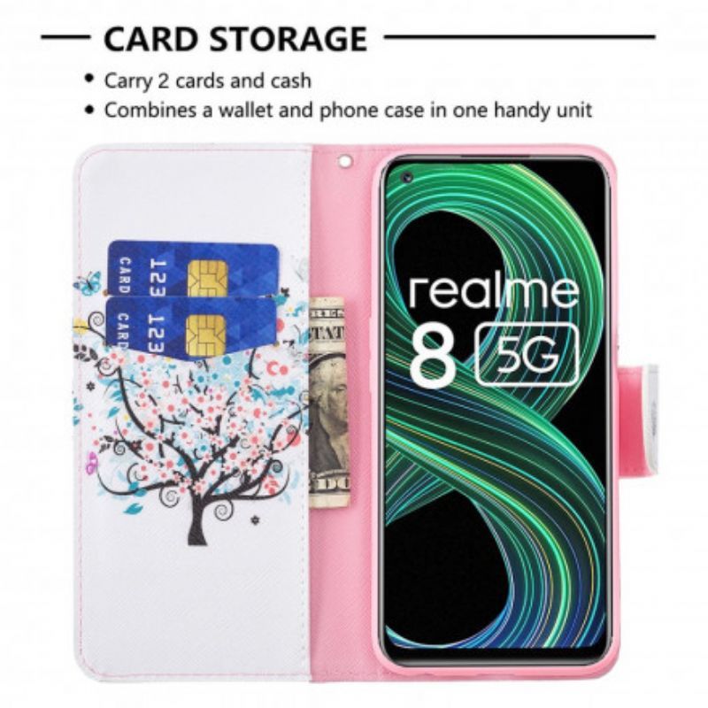 Kožené Pouzdro Realme 8 5g Rozkvetlý Strom