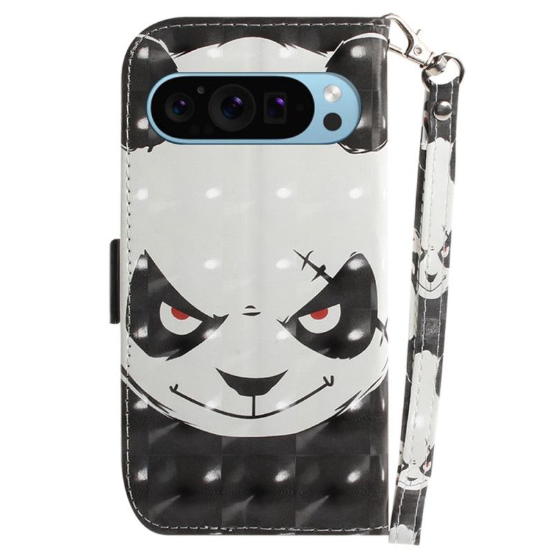 Kožený Kryt Google Pixel 9 Angry Panda Love With Strap