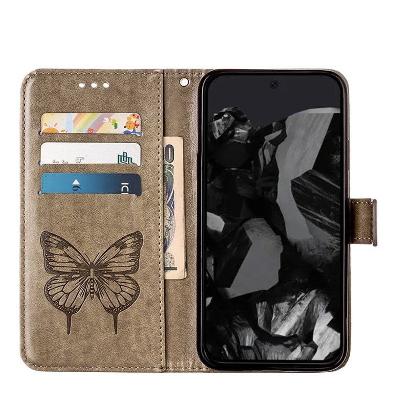 Kožený Kryt Google Pixel 9 Pro Xl Butterfly Graphic Lanyard