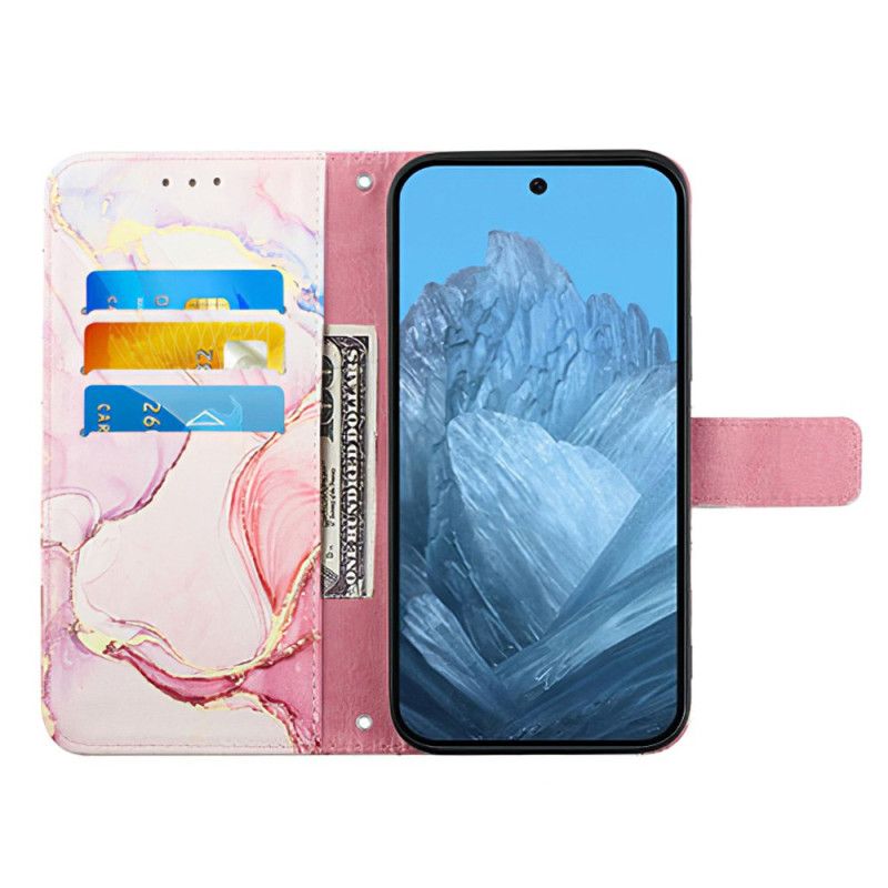 Kožený Kryt Google Pixel 9 Styl Mramored Strappy