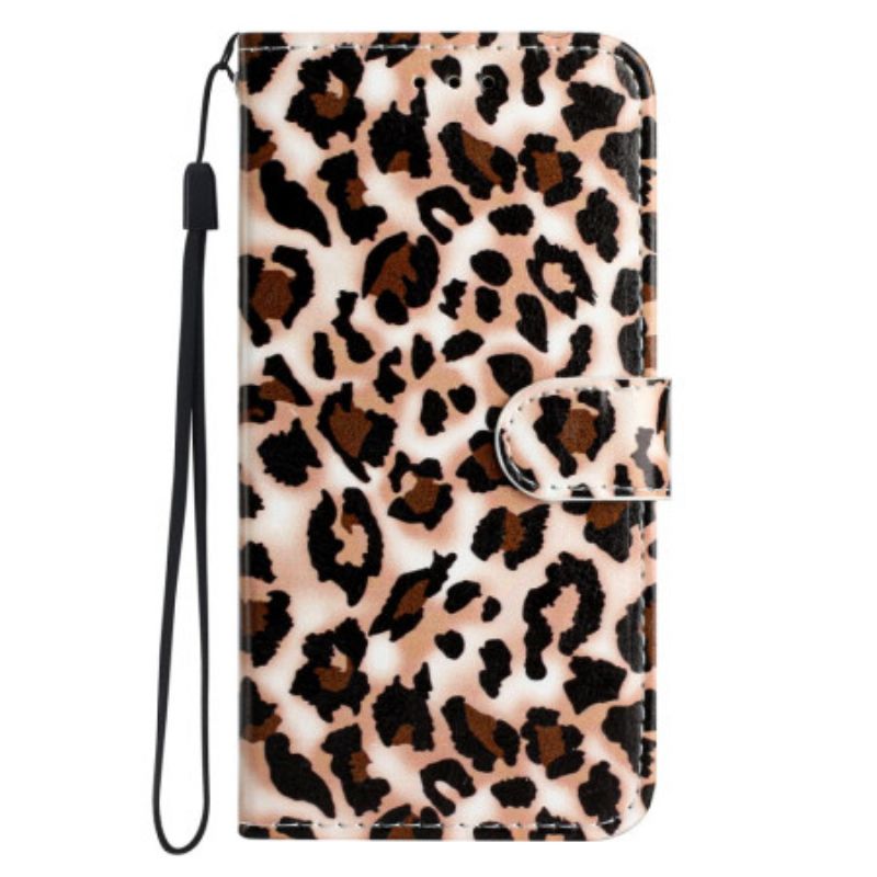 Kožený Kryt Motorola Edge 50 Leopard Print Strappy