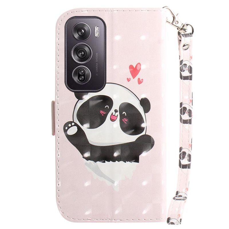 Kožený Kryt Na Oppo Reno 12 Pro 5g Panda Love With Strap