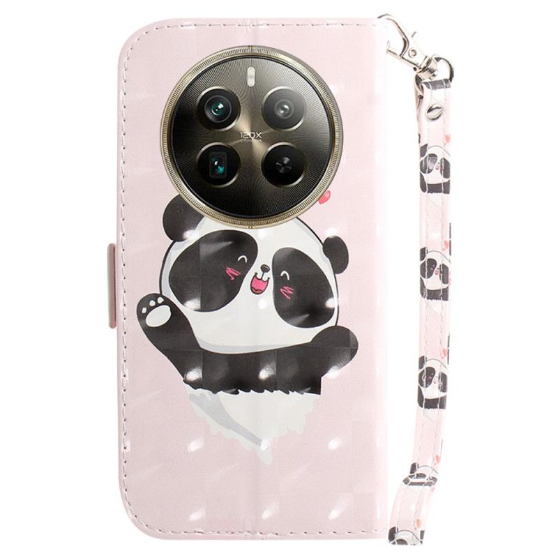 Kožený Kryt Na Realme 12 Pro / 12 Pro Plus Panda Love With Strap