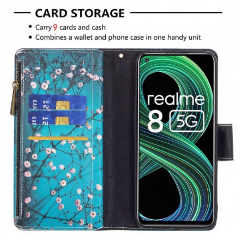 Kožený Kryt Na Realme 8 5g Stromová Kapsa Na Zip