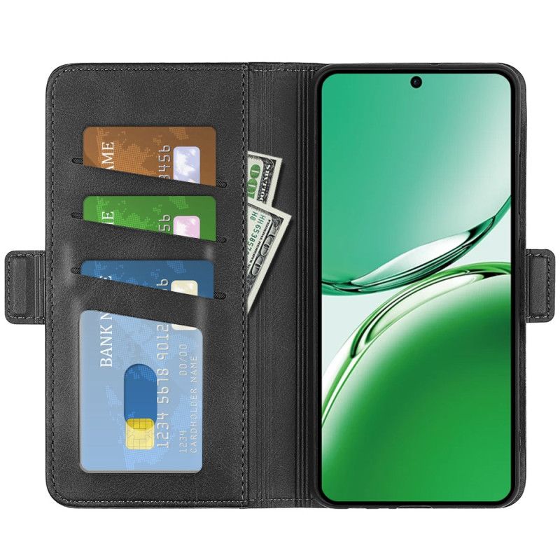 Kožený Kryt Oppo Reno 12f 5g Dvojité Zapínání