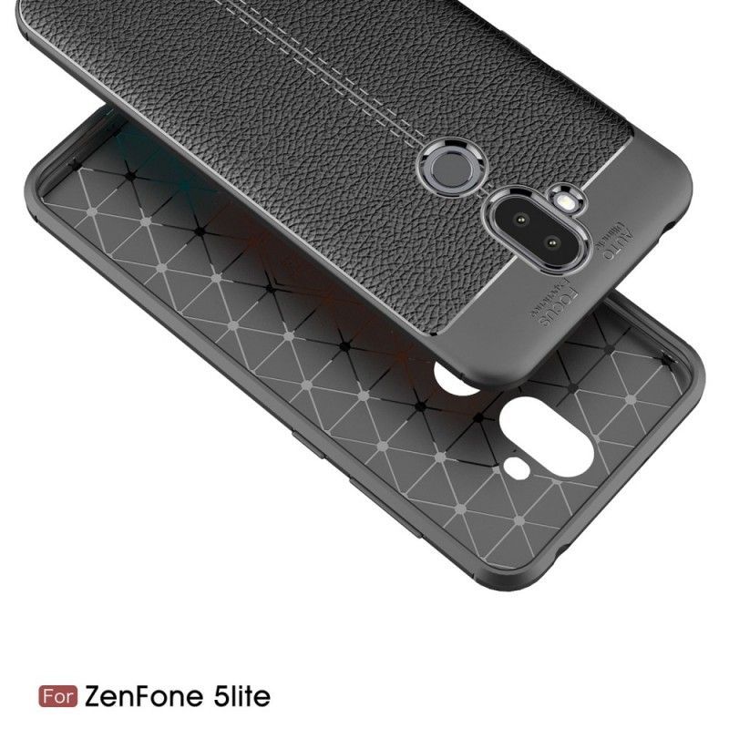 Kryt Asus Zenfone 5 Lite Litchi S Dvojitým Koženým Efektem