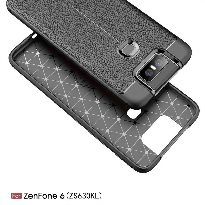 Kryt Asus Zenfone 6 Litchi S Dvojitým Koženým Efektem