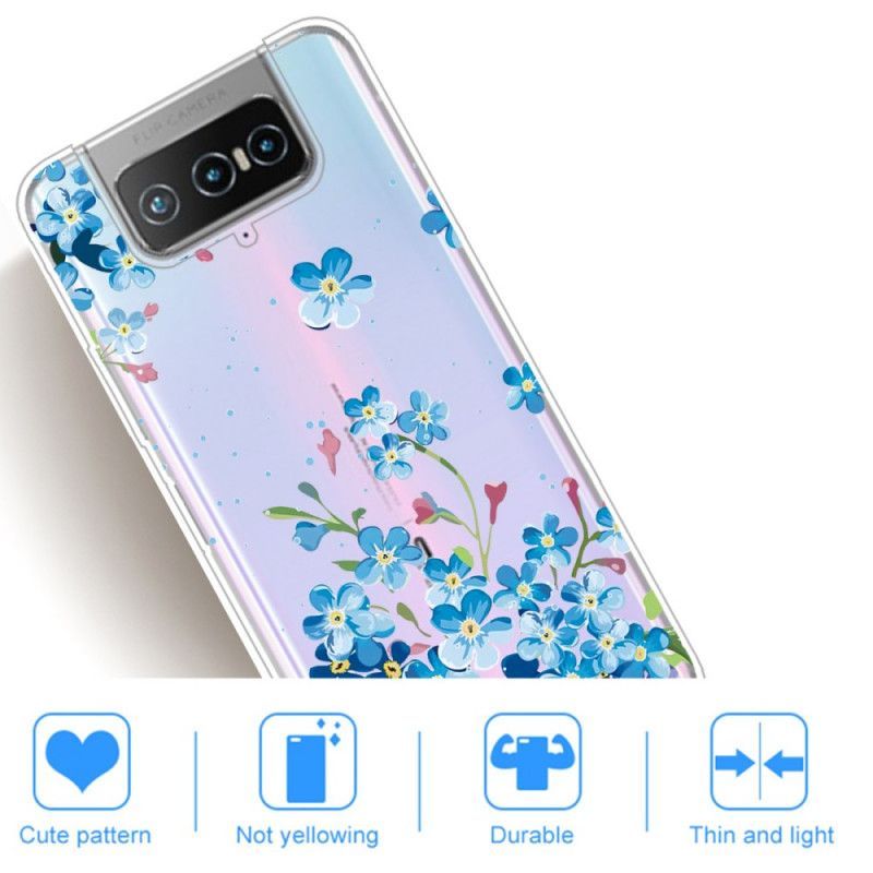 Kryt Asus Zenfone 7 / 7 Pro Modré Květy