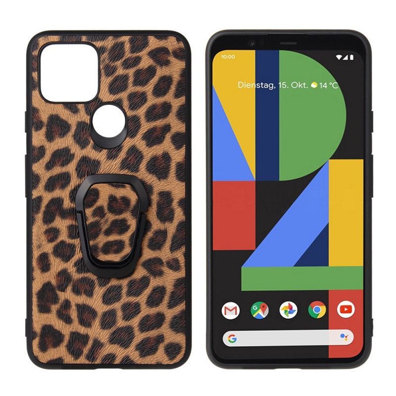 Kryt Google Pixel 5 Leopardí Styl Držáku Prstenu