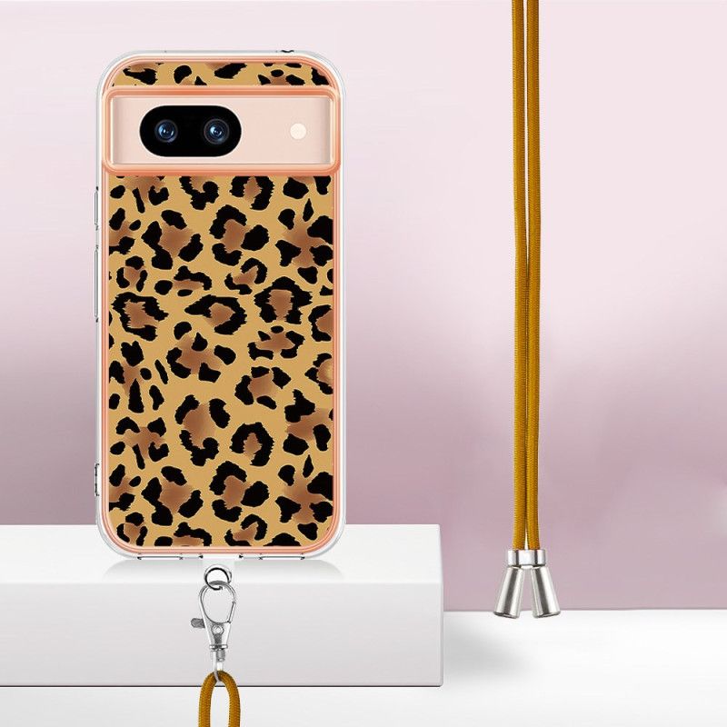 Kryt Google Pixel 8a Kryty Na Mobil Stahovací Šňůrka S Leopardím Vzorem