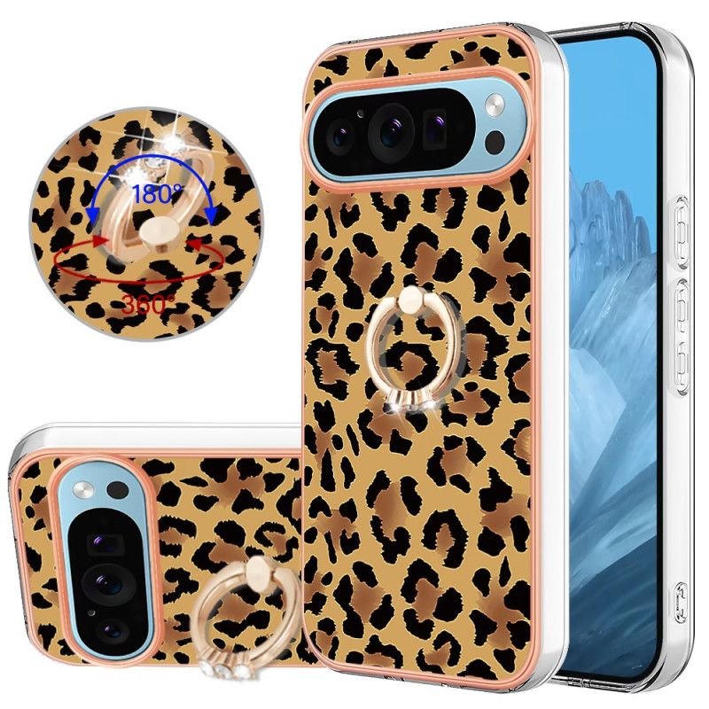 Kryt Google Pixel 9 Držák Prstenu S Leopardím Vzorem