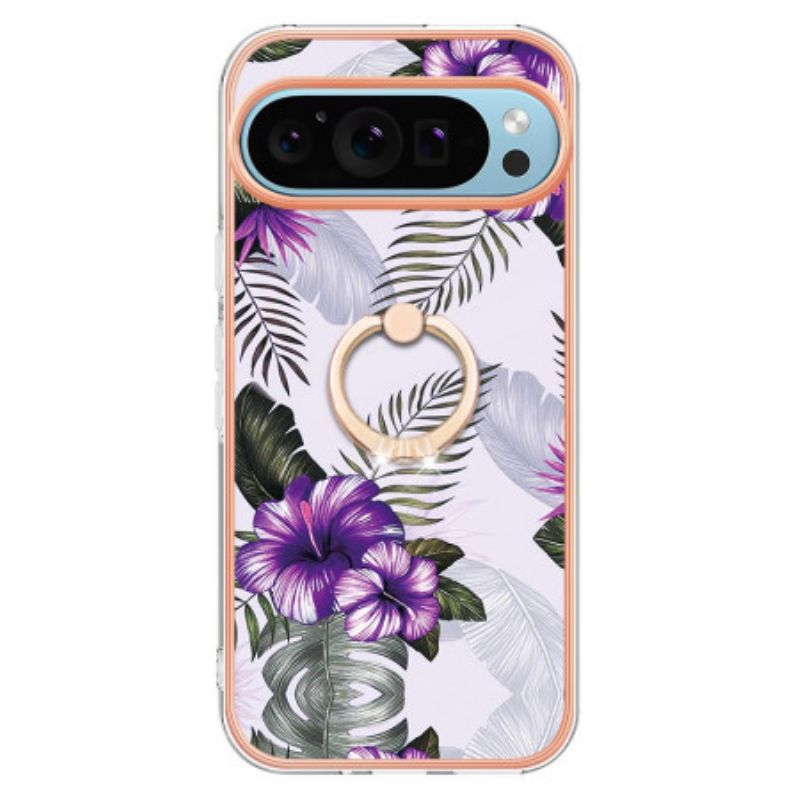 Kryt Google Pixel 9 Kryty Na Mobil Podpěrný Prsten Purple Flowers