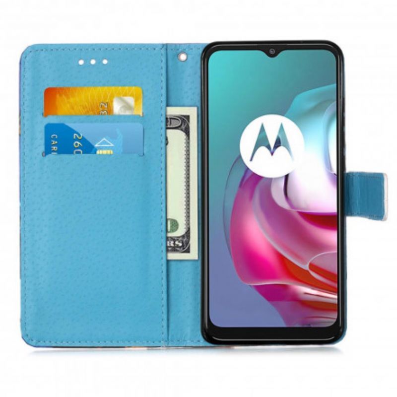 Kryt Moto G30 / Moto G10 Eiffelova Věž Motýli S Popruhem