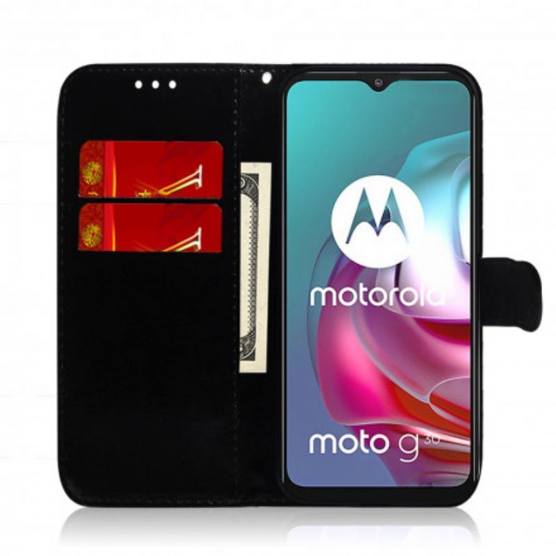 Kryt Moto G30 / Moto G10 Kryt Zrcátka Z Umělé Kůže