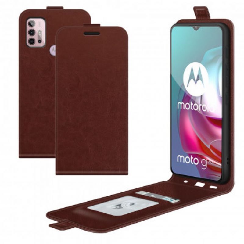 Moto G30 / Moto G10 Potah S Koženým Efektem Vertikální Klapka