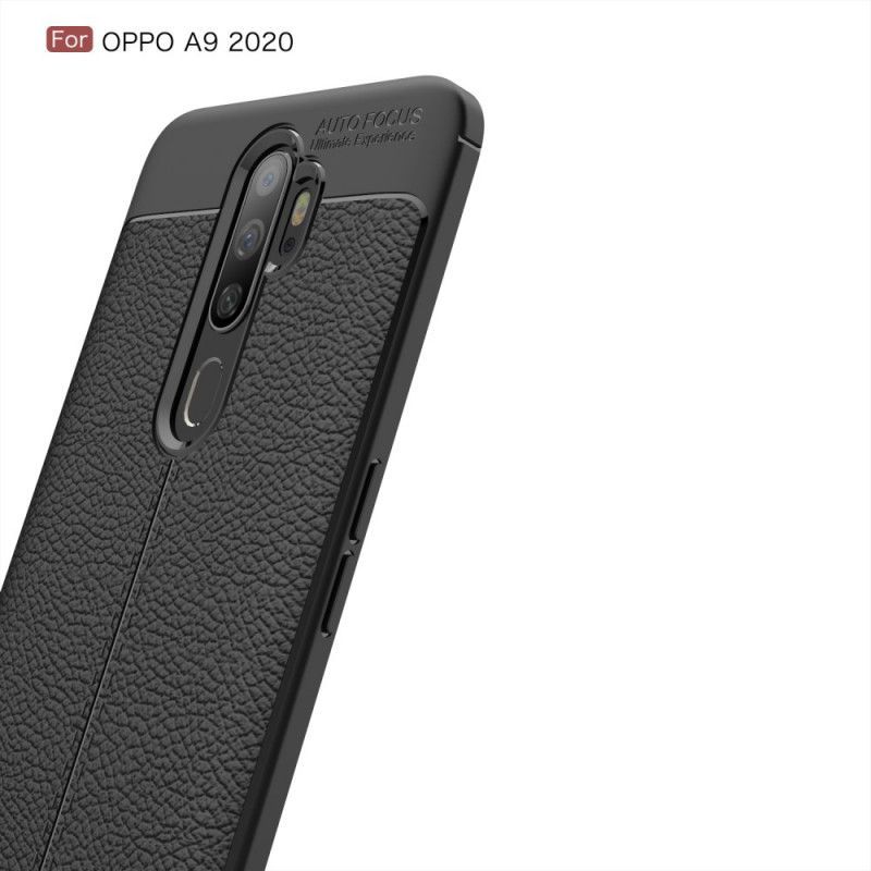 Oppo A9 2020 / A5 2010 Dvouřadé Kožené Pouzdro S Liči