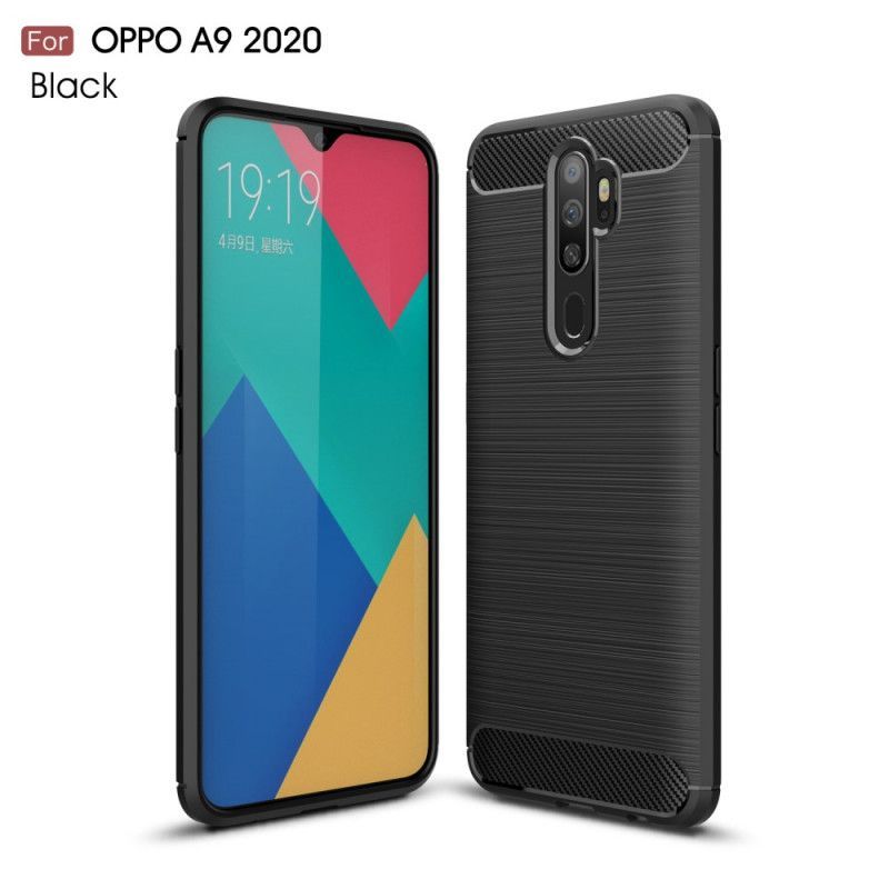 Oppo A9 2020 / A5 2020 Pouzdro Z Kartáčovaných Uhlíkových Vláken