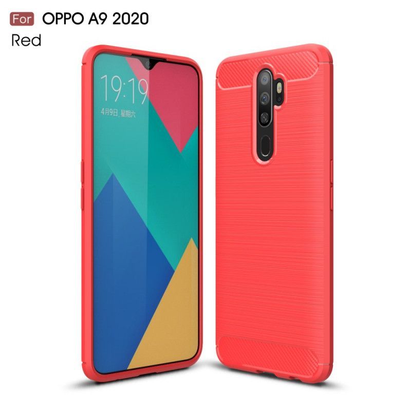 Oppo A9 2020 / A5 2020 Pouzdro Z Kartáčovaných Uhlíkových Vláken