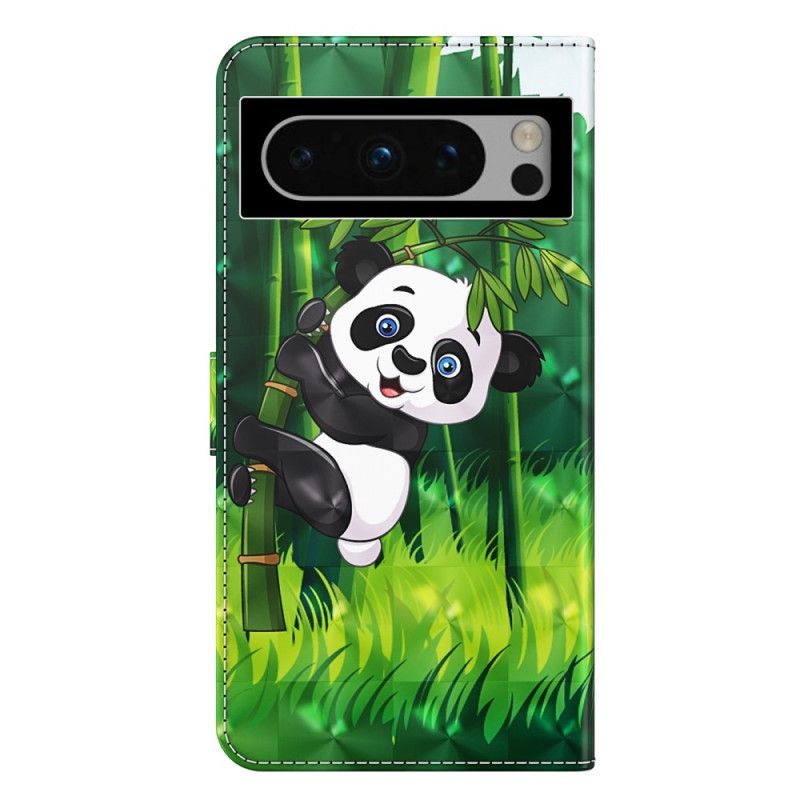 Peněženková Pouzdra Google Pixel 8 Kryty Na Mobil Bambusová Panda S Popruhem