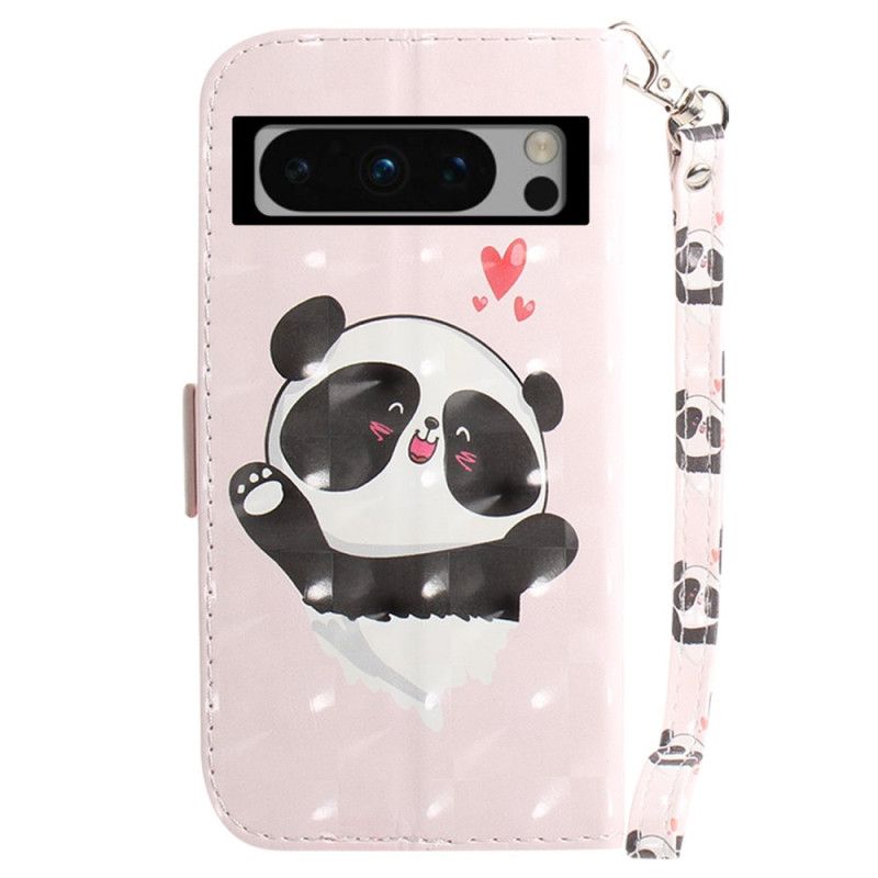 Peněženková Pouzdra Google Pixel 8 Pro Kryty Na Mobil Panda Love With Strap