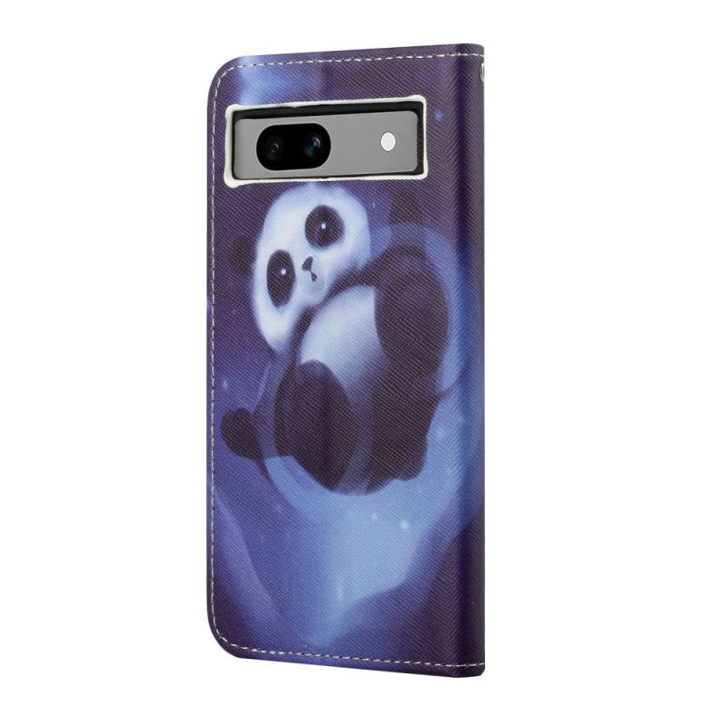 Peněženková Pouzdra Google Pixel 8a Kryty Na Mobil Vesmírná Panda S Popruhem