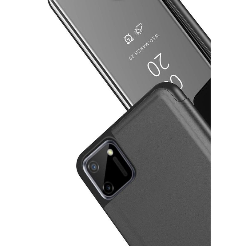 Pohledový Kryt Kryt Na Realme C11 Zrcadlo A Imitace Kůže