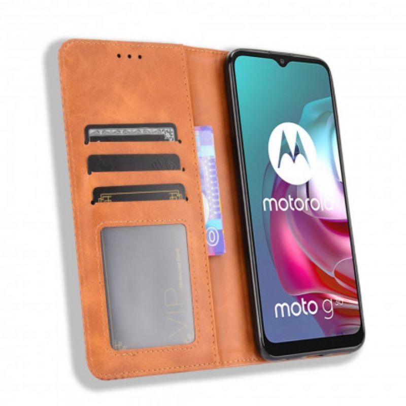 Překlápěcí Kryt Moto G30 / Moto G10 Stylizovaný Vintage Kožený Efekt