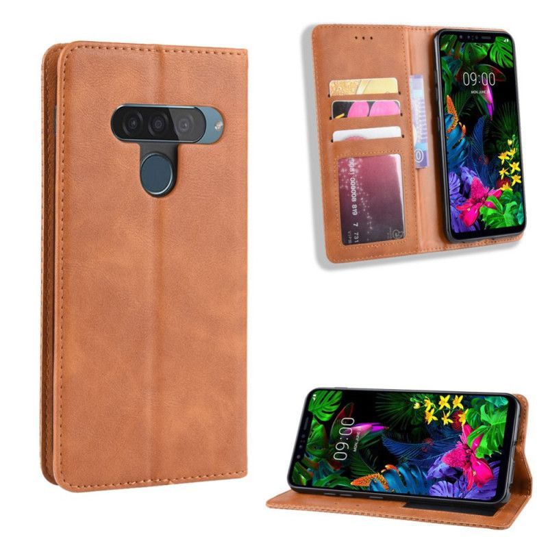 Vyklápěcí Kryt Lg G8s Thinq Stylizovaný Vintage Kožený Efekt