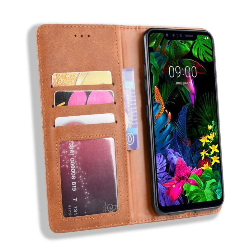 Vyklápěcí Kryt Lg G8s Thinq Stylizovaný Vintage Kožený Efekt