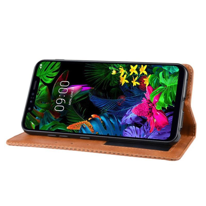 Vyklápěcí Kryt Lg G8s Thinq Stylizovaný Vintage Kožený Efekt