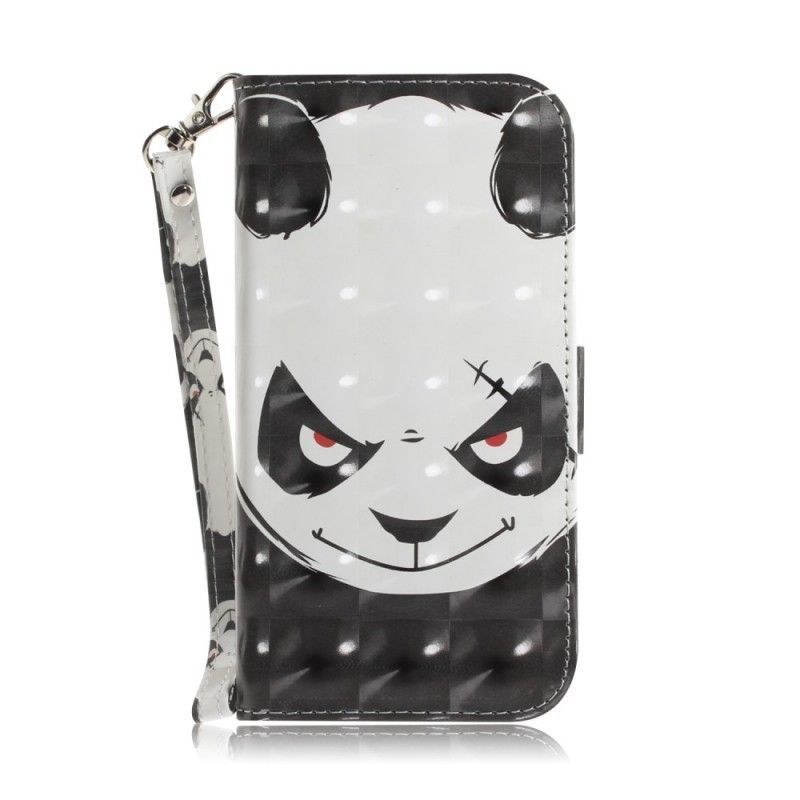 Flipové Pouzdro Na Samsung Galaxy A30 Rozzlobená Panda S Popruhem