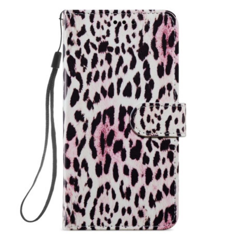 Flipové Pouzdro Na Samsung Galaxy A54 5G Na Lana Strappy Leopard Styl