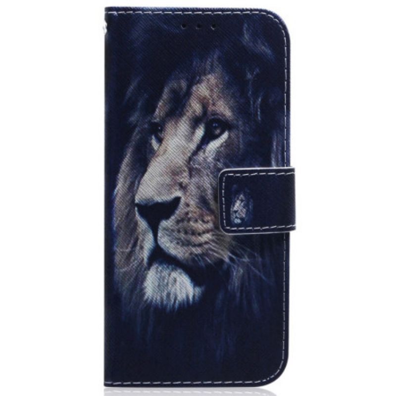 Flipové Pouzdro Na Samsung Galaxy M13 Na Lana Lanyard Lion