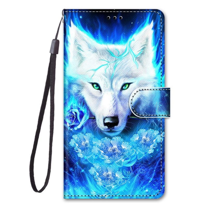 Flipové Pouzdro Na Samsung Galaxy M53 5G Na Lana Lanyard Wolf