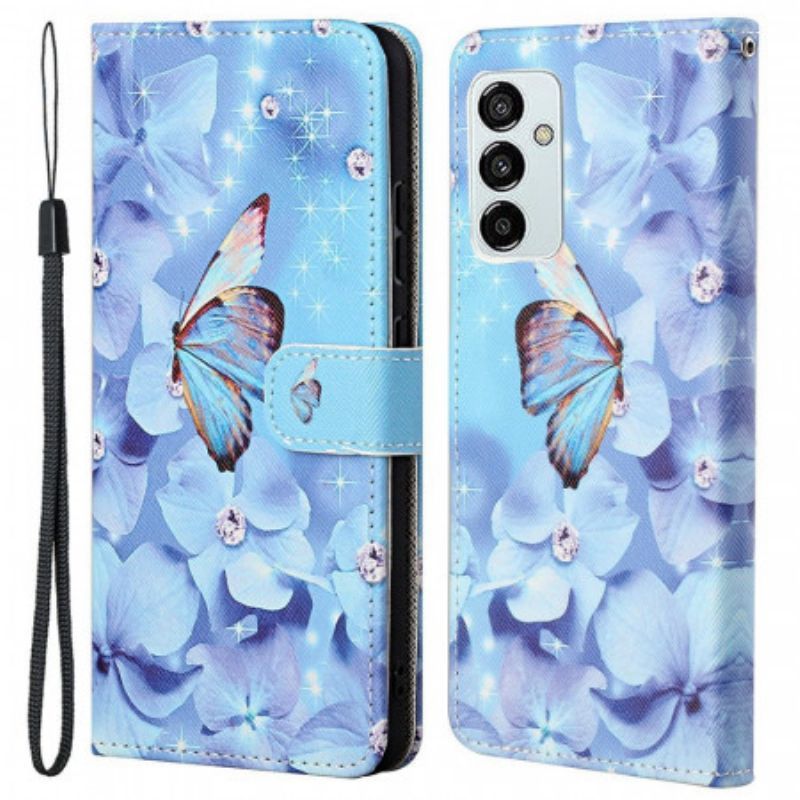 Flipové Pouzdro Na Samsung Galaxy M53 5G Na Lana Tanga Butterflies