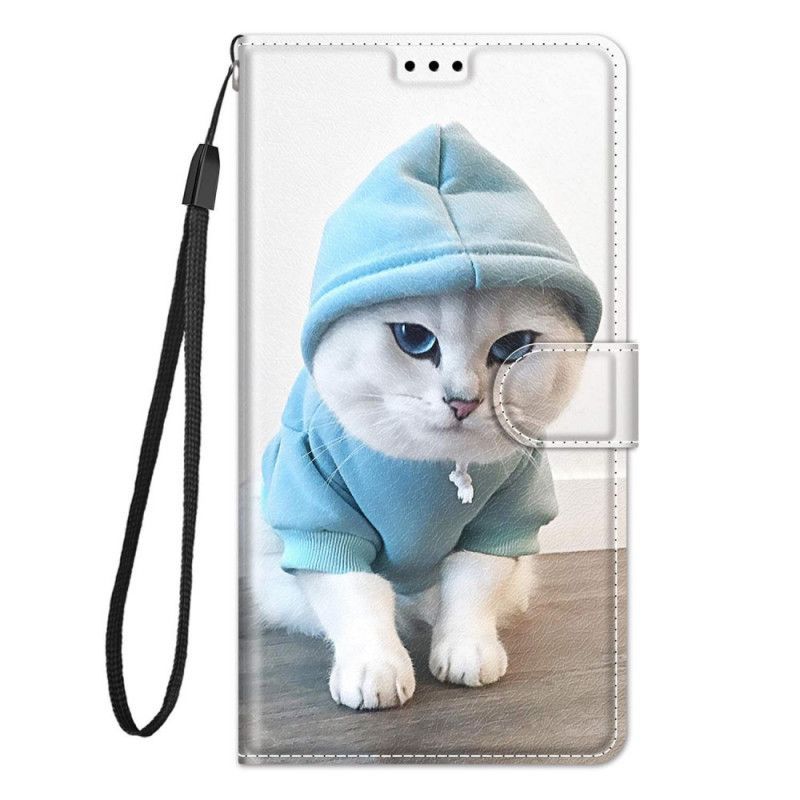 Flipové Pouzdro Na Samsung Galaxy M53 5G Na Lana Tanga Cat Fan