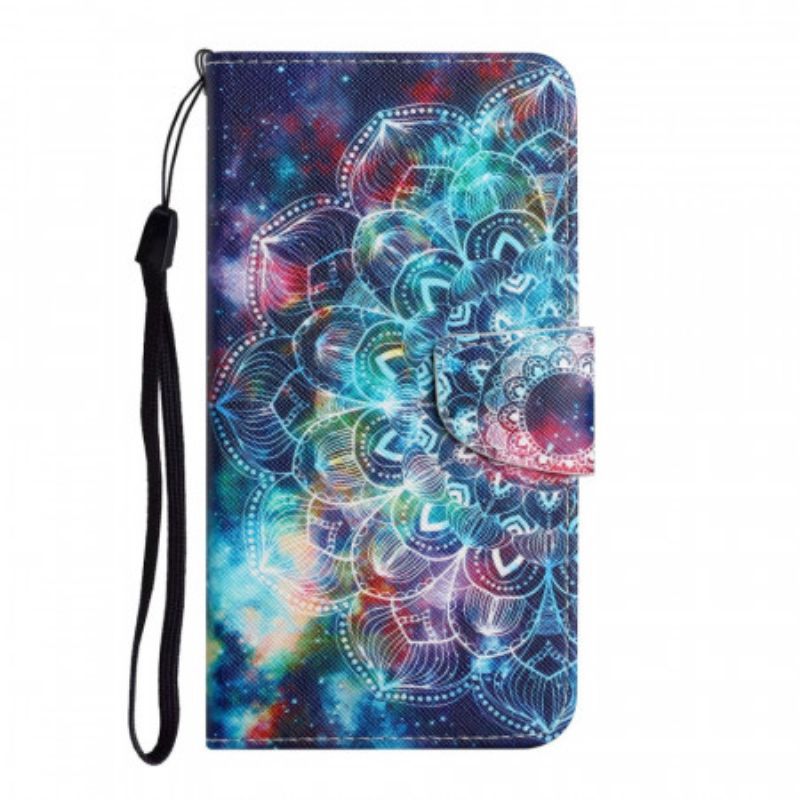 Flipové Pouzdro Na Samsung Galaxy S22 Plus 5G Na Lana Okázalý Half Mandala Strappy