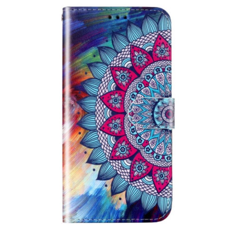 Flipové Pouzdro Na Samsung Galaxy S23 5G Na Lana Barevné Strappy Mandala