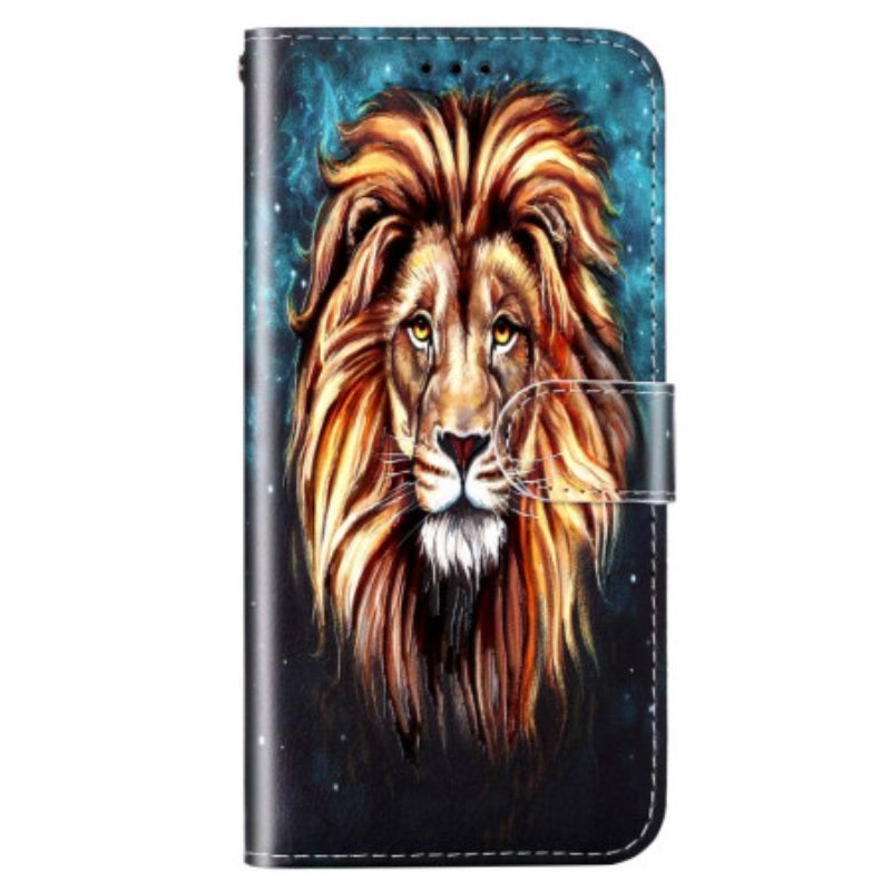 Flipové Pouzdro Na Samsung Galaxy S23 Plus 5G Na Lana Lanyard Lion