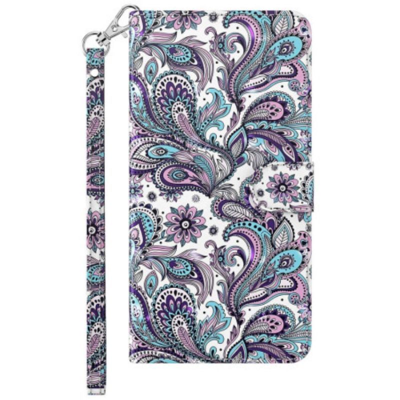 Flipové Pouzdro Na Samsung Galaxy S23 Plus 5G Na Lana Strappy Paisley Vzor