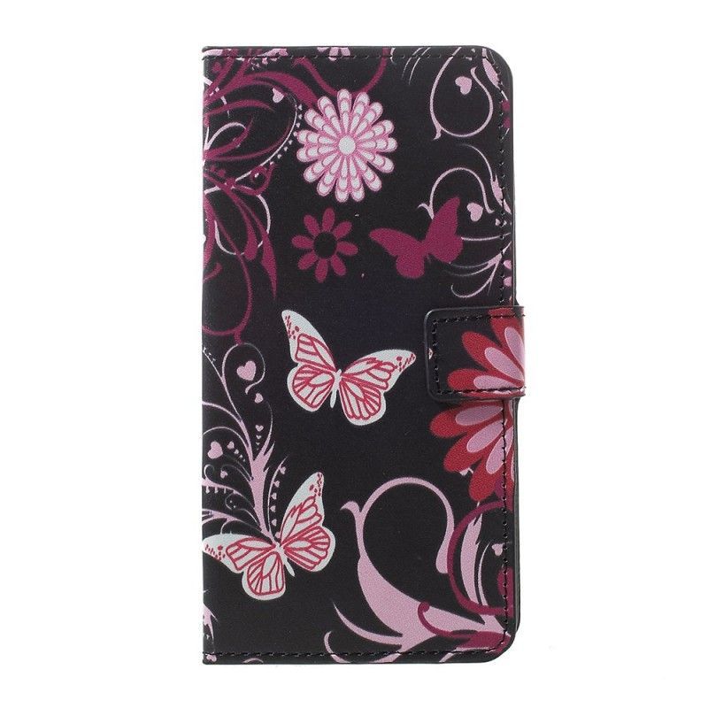 Flipové Pouzdro Samsung Galaxy A30 Motýli A Květiny