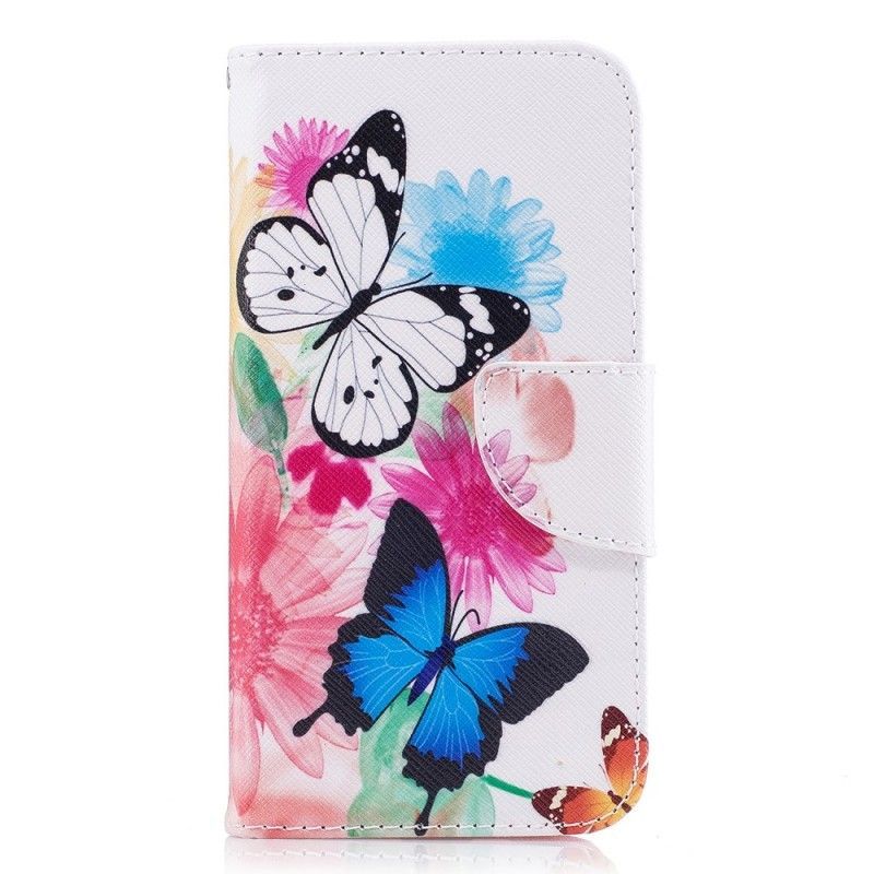 Flipové Pouzdro Samsung Galaxy J7 2017 Malovaní Motýli A Květiny