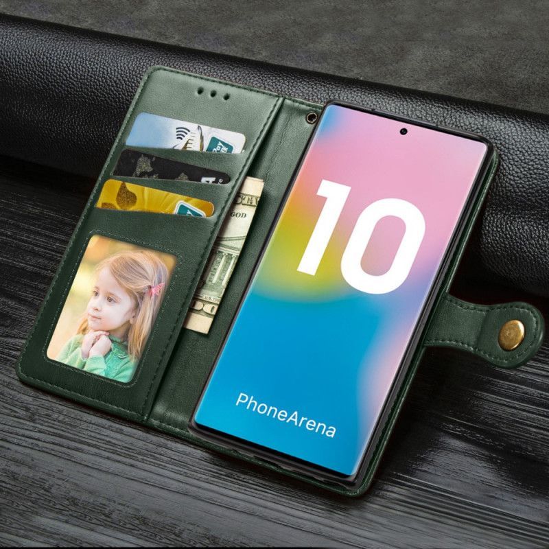 Flipové Pouzdro Samsung Galaxy Note 10 Rafinovaný Řemínek Z Imitace Kůže