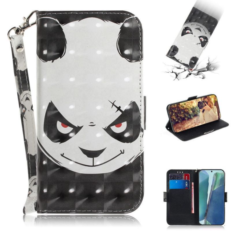 Flipové Pouzdro Samsung Galaxy Note 20 Rozzlobená Panda S Popruhem