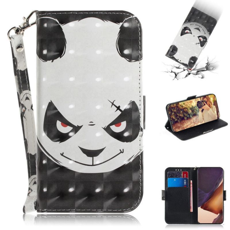 Flipové Pouzdro Samsung Galaxy Note 20 Ultra Rozzlobená Panda S Popruhem