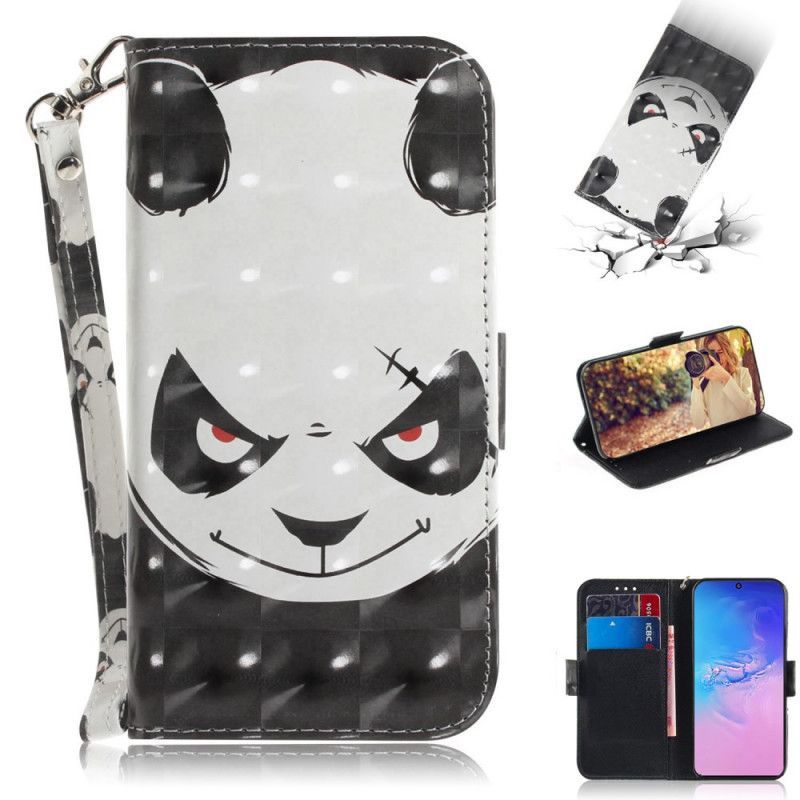 Flipové Pouzdro Samsung Galaxy S10 Lite Rozzlobená Panda S Popruhem