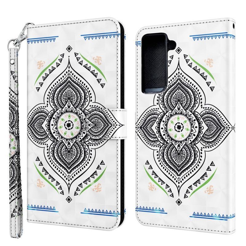 Flipové Pouzdro Samsung Galaxy S21 5g Mandala Světelných Bodů Se Šňůrkou