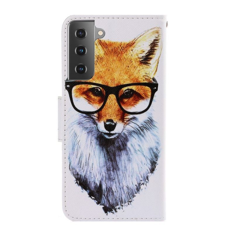 Flipové Pouzdro Samsung Galaxy S21 5g Nerdy Liška S Popruhem